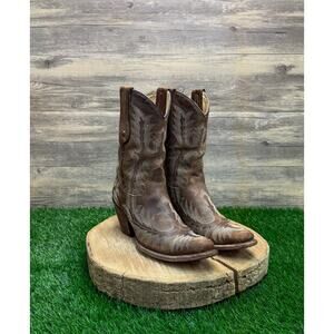 Corral Women - Size 7 - Distressed Tan Stitched Snip Toe Cowboy Boots G1902